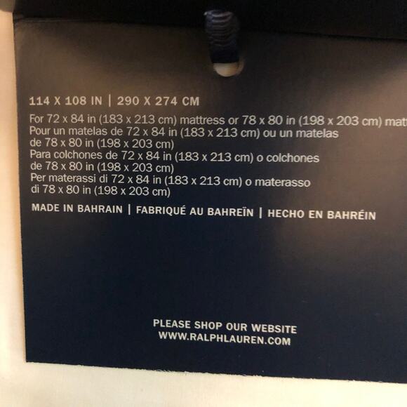 Ralph Lauren Organic Cotton Percale Palmer King Flat Sheet White Pale Sky Blue - Picture 9 of 10